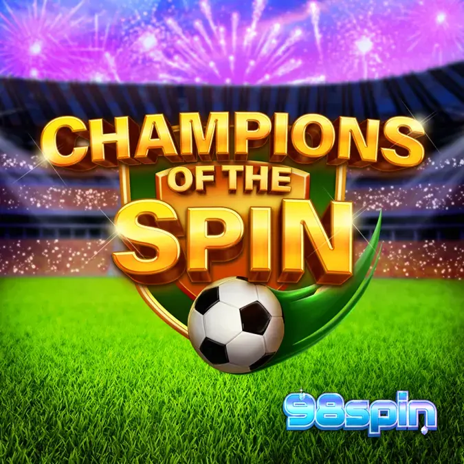 Tampilan visual slot Champions of the Spin dengan tema stadion sepak bola